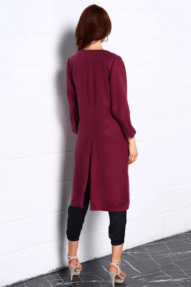 Night Dance Long Coat In Red