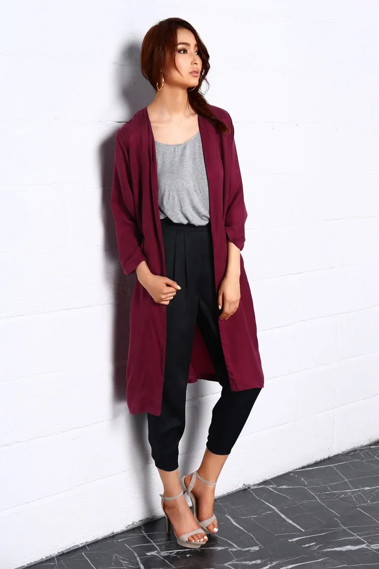Night Dance Long Coat In Red