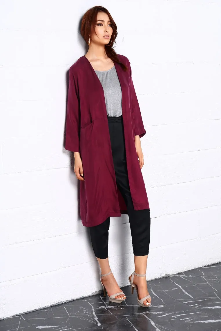 Night Dance Long Coat In Red