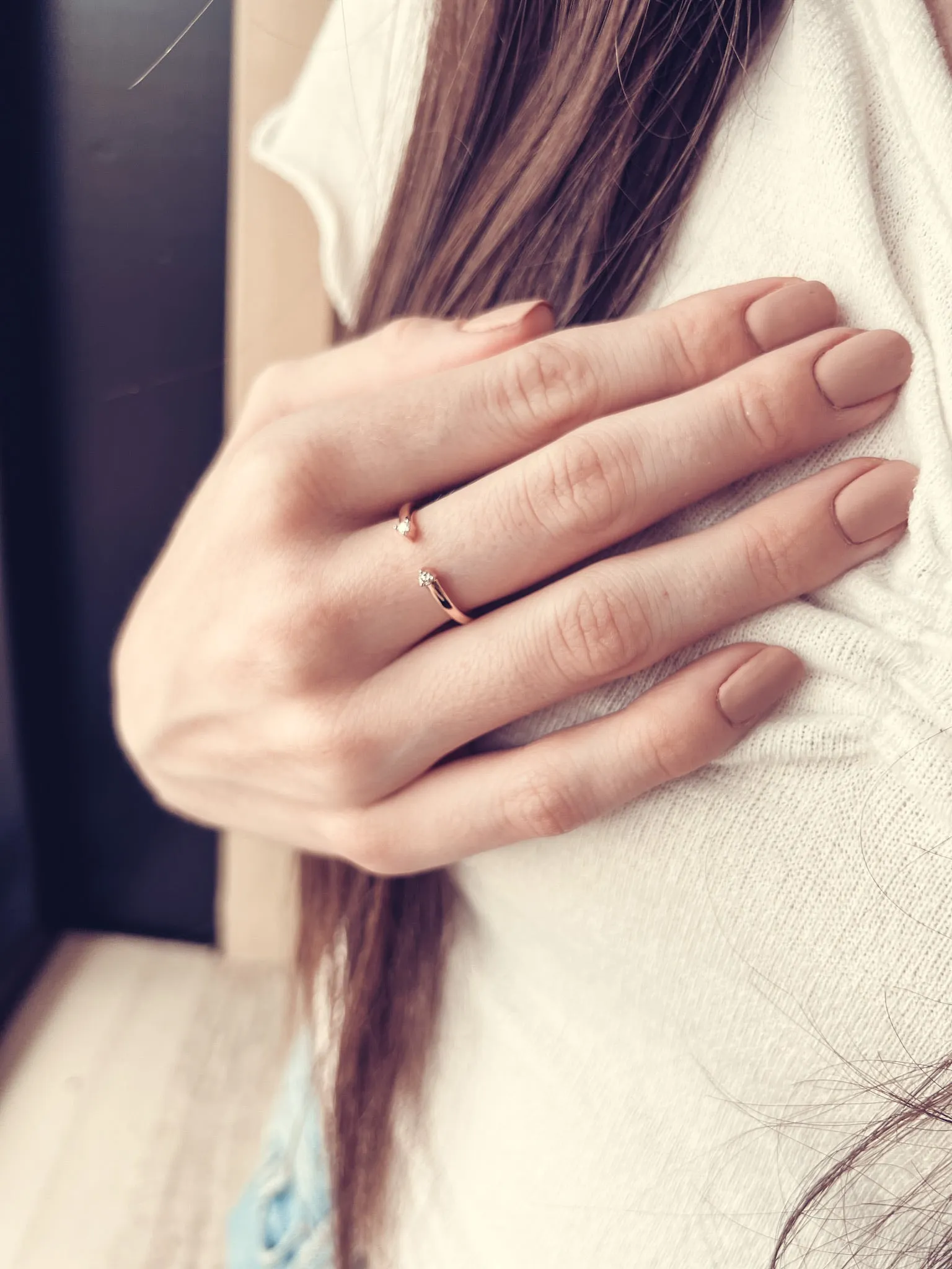 Open Style Split Ring Diamond Studded
