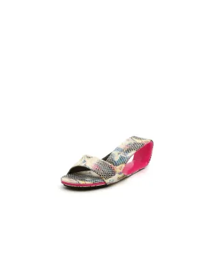 Open Twisted-Heel Leather Slide Sandal - Beige Pink