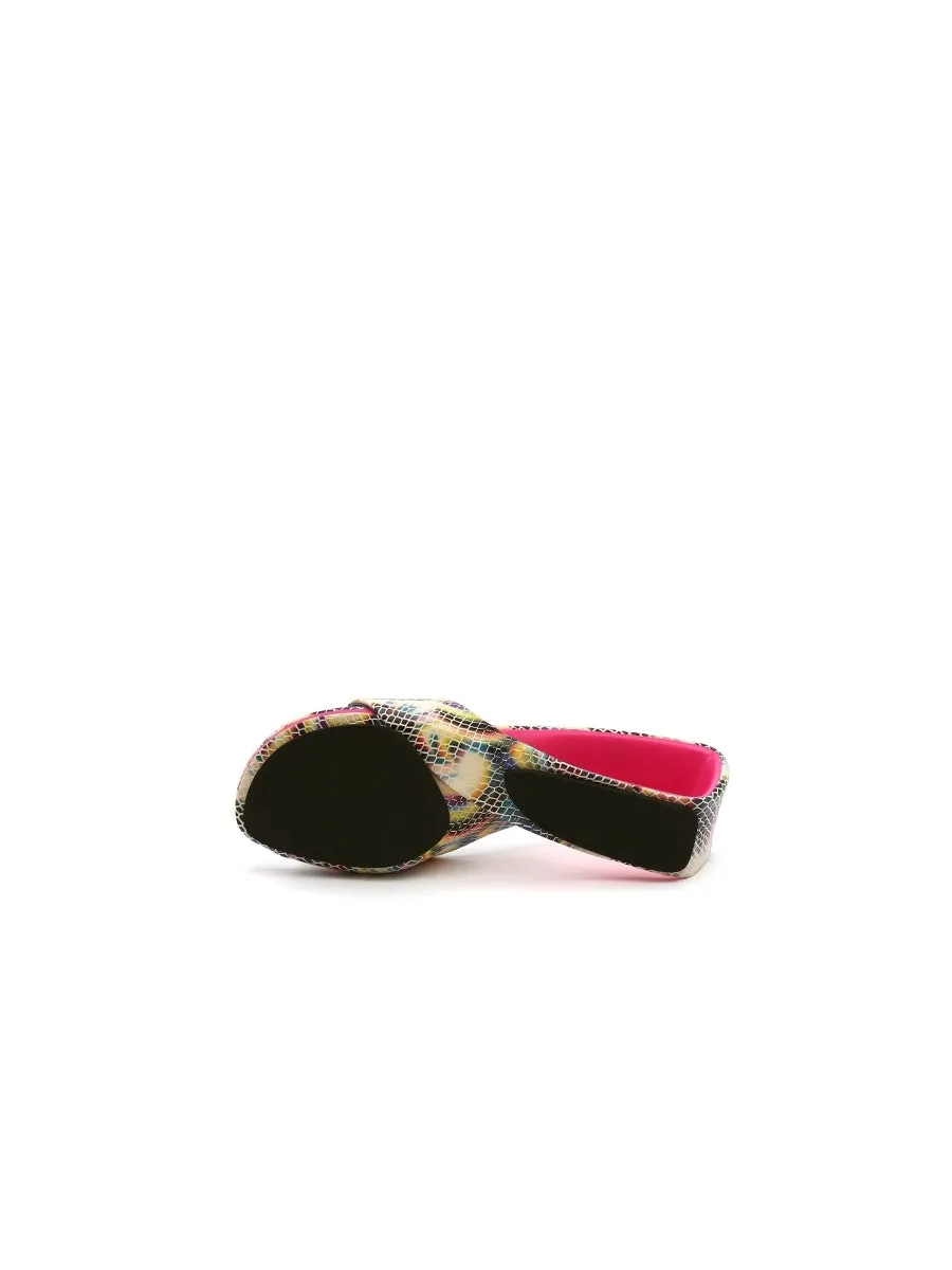 Open Twisted-Heel Leather Slide Sandal - Beige Pink