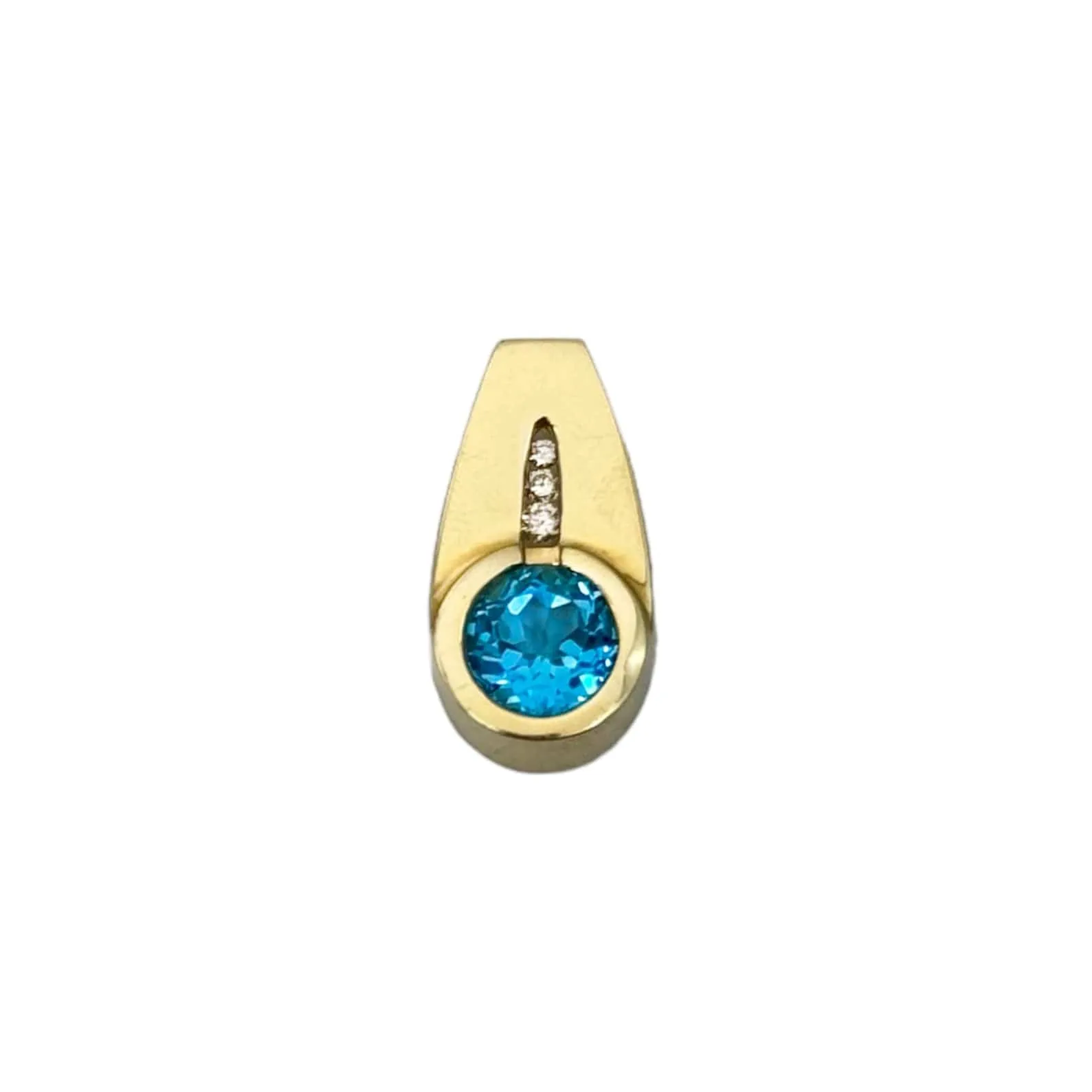 PENDANT 14K Yellow Gold with 4K Topaz Stone & Diamonds
