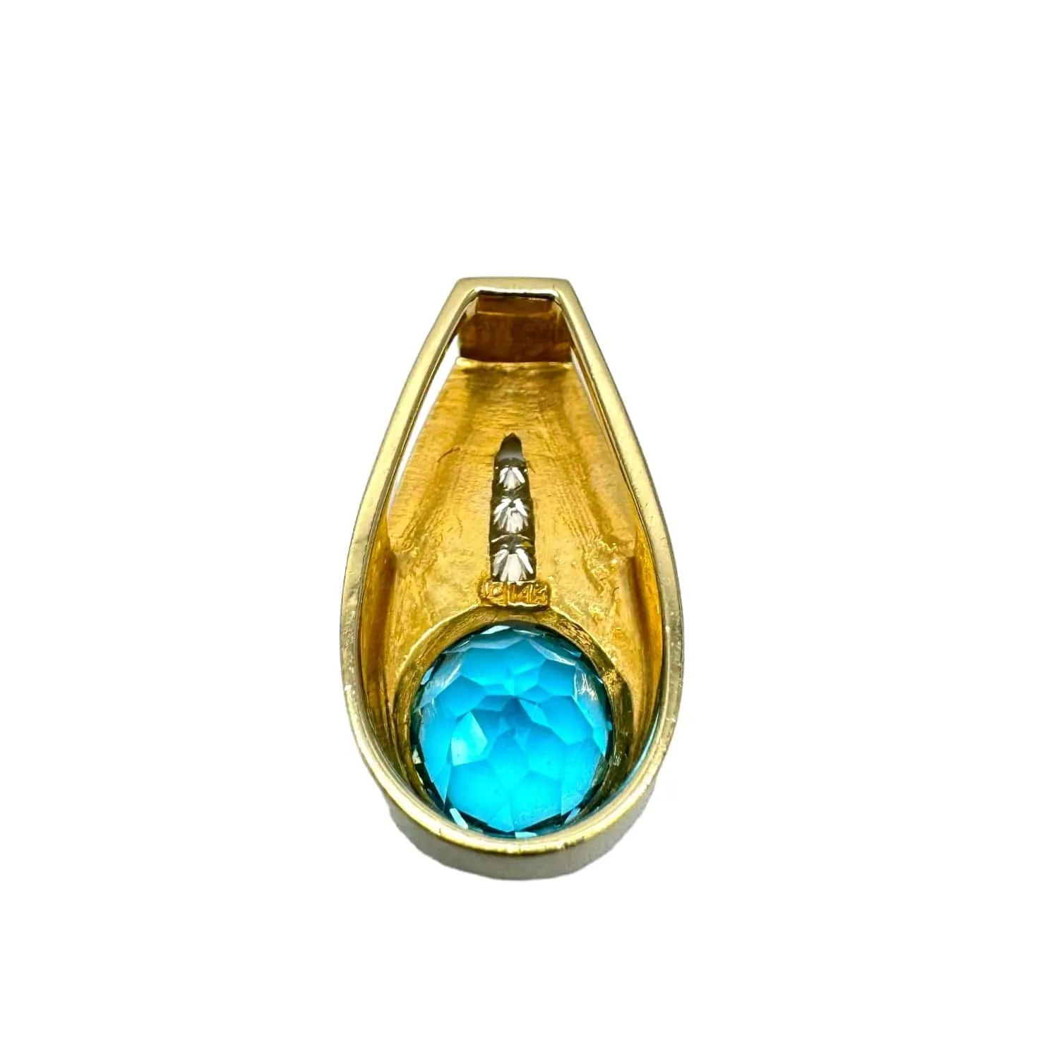 PENDANT 14K Yellow Gold with 4K Topaz Stone & Diamonds