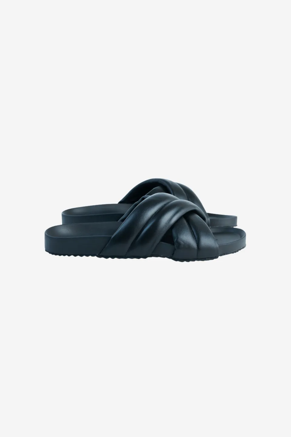 Pine Black Leather Cross Over Slide