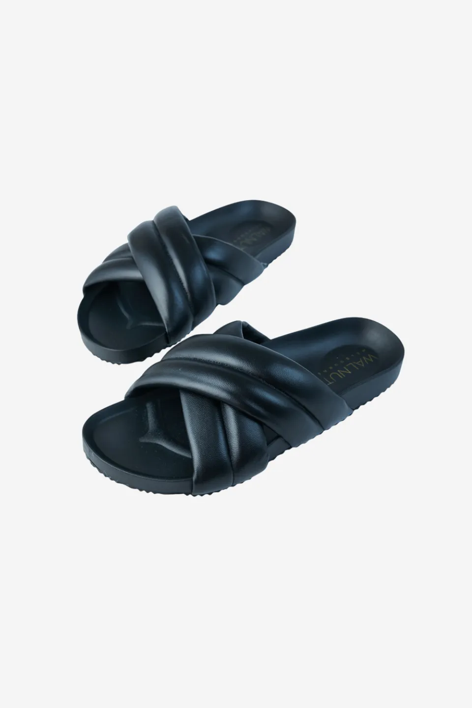 Pine Black Leather Cross Over Slide