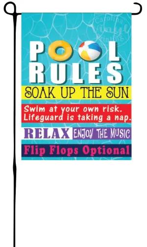 Pool Rules Garden Flag