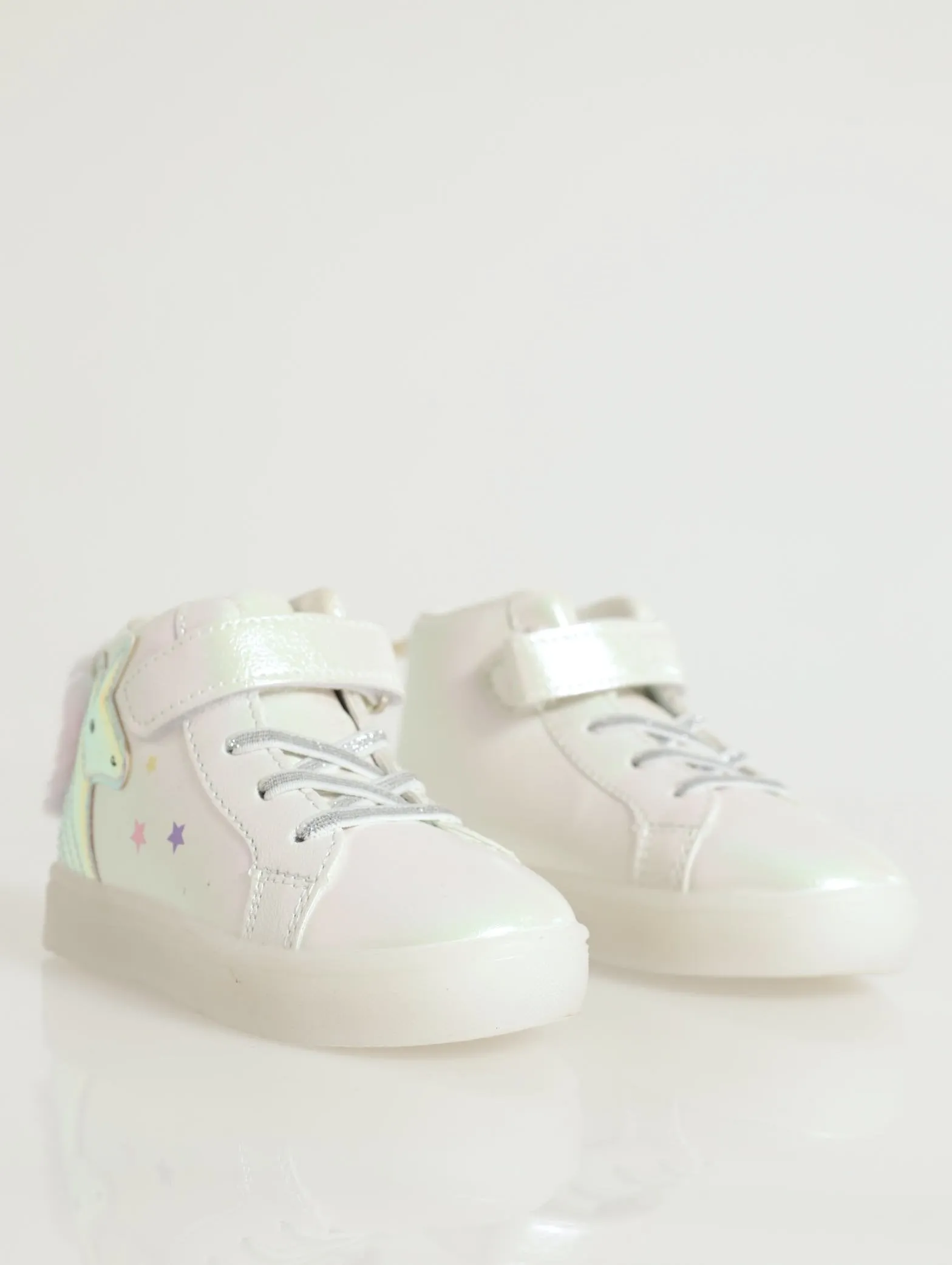 Pre-Girls Unicorn Light Up Hi-Top Sneaker - White