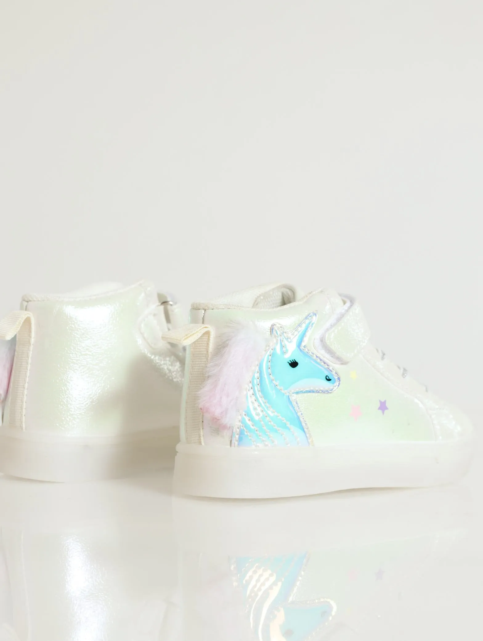 Pre-Girls Unicorn Light Up Hi-Top Sneaker - White