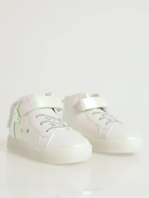 Pre-Girls Unicorn Light Up Hi-Top Sneaker - White