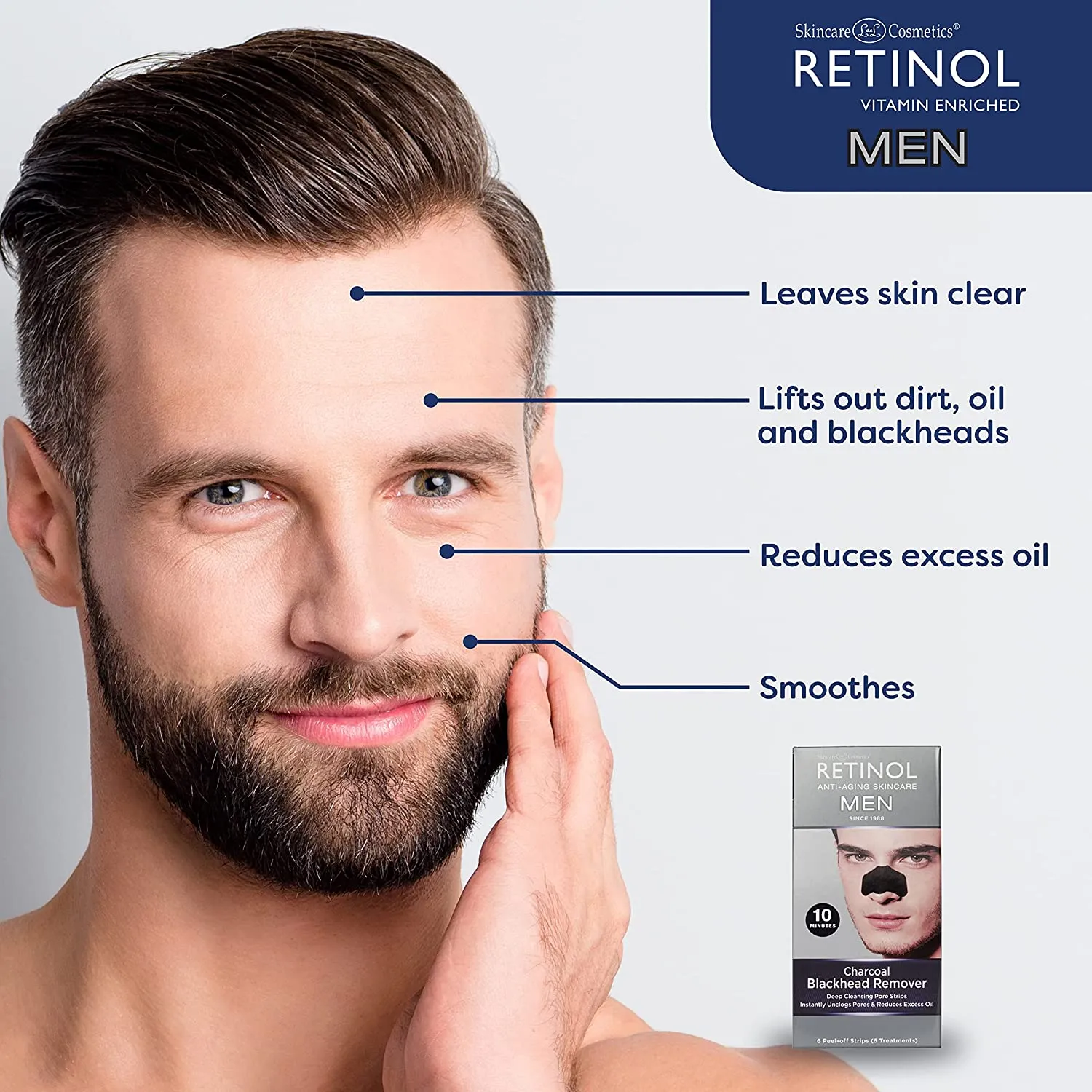 Retinol Mens Charcoal Peel Off Nose Strips