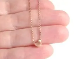 Rose Gold Heart Necklace - tiny  heart necklace, little heart necklace, small heart necklace, matte rose gold, satin rose gold, I love you