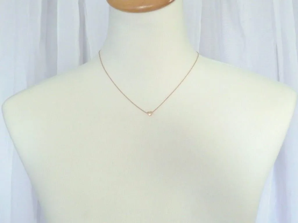 Rose Gold Heart Necklace - tiny  heart necklace, little heart necklace, small heart necklace, matte rose gold, satin rose gold, I love you