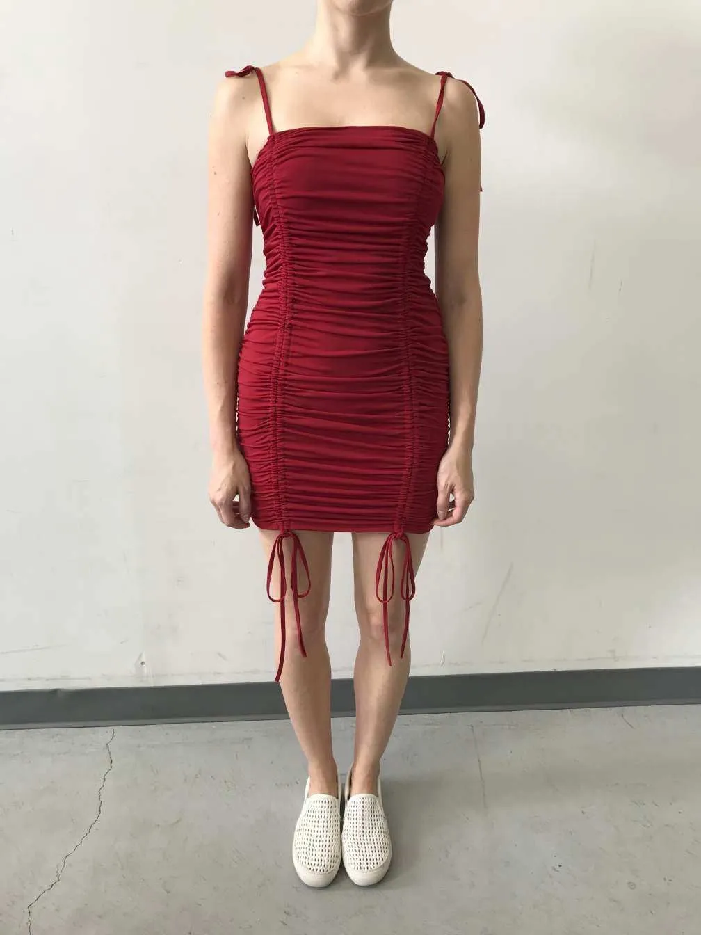 Ruched Tie Mini Dress