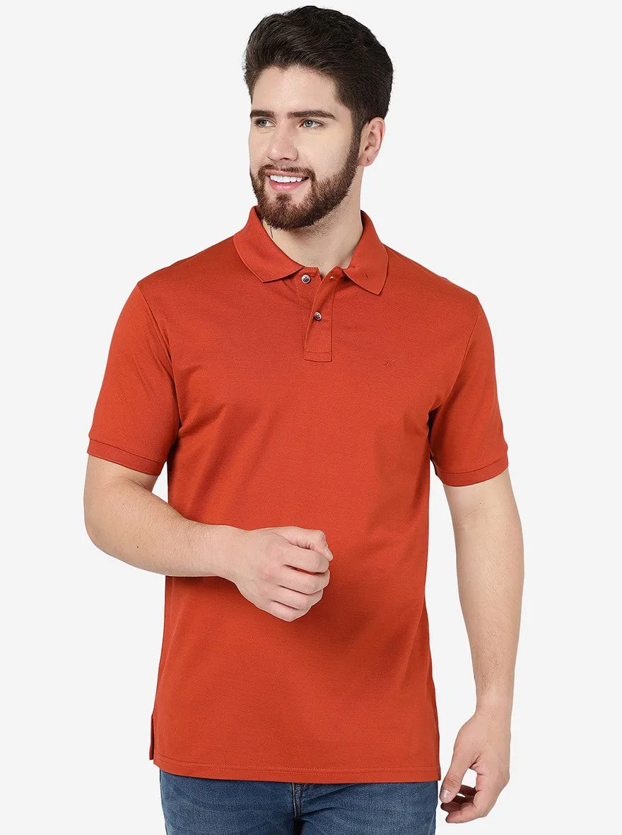Rust Solid Slim Fit Polo T-Shirt | JadeBlue