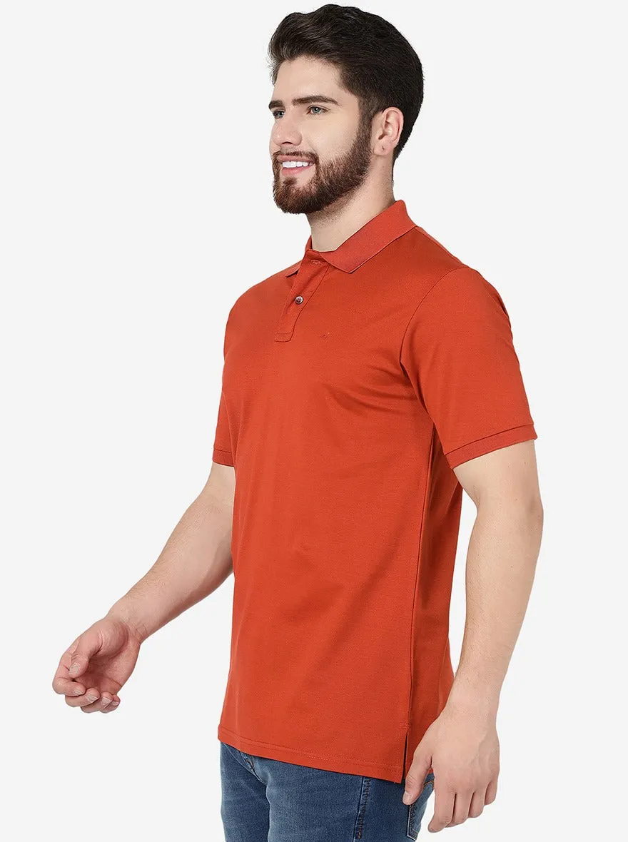 Rust Solid Slim Fit Polo T-Shirt | JadeBlue