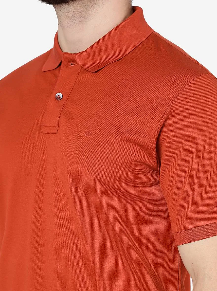 Rust Solid Slim Fit Polo T-Shirt | JadeBlue