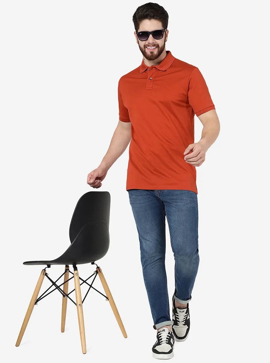 Rust Solid Slim Fit Polo T-Shirt | JadeBlue