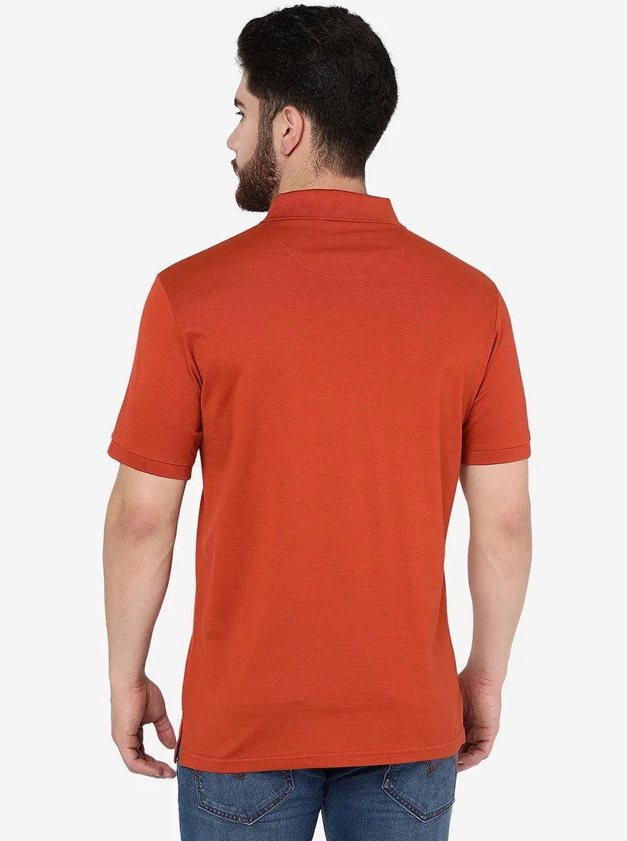 Rust Solid Slim Fit Polo T-Shirt | JadeBlue