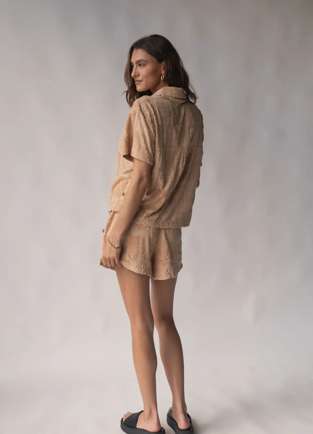 Seaside Terry Shirt Set - Macadamia