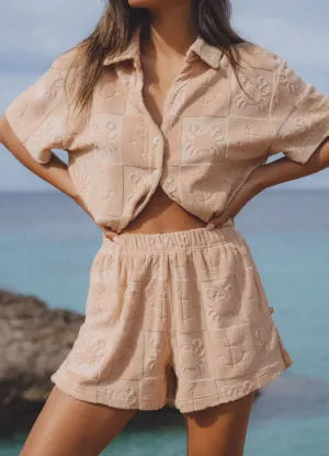 Seaside Terry Shirt Set - Macadamia
