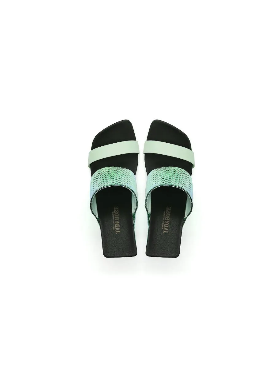 Signature Open-Heel Leather Slide Sandal - Green