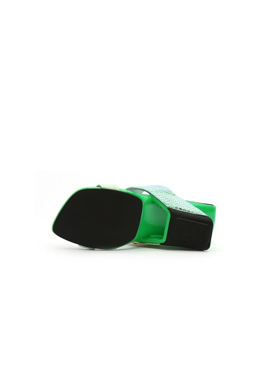 Signature Open-Heel Leather Slide Sandal - Green