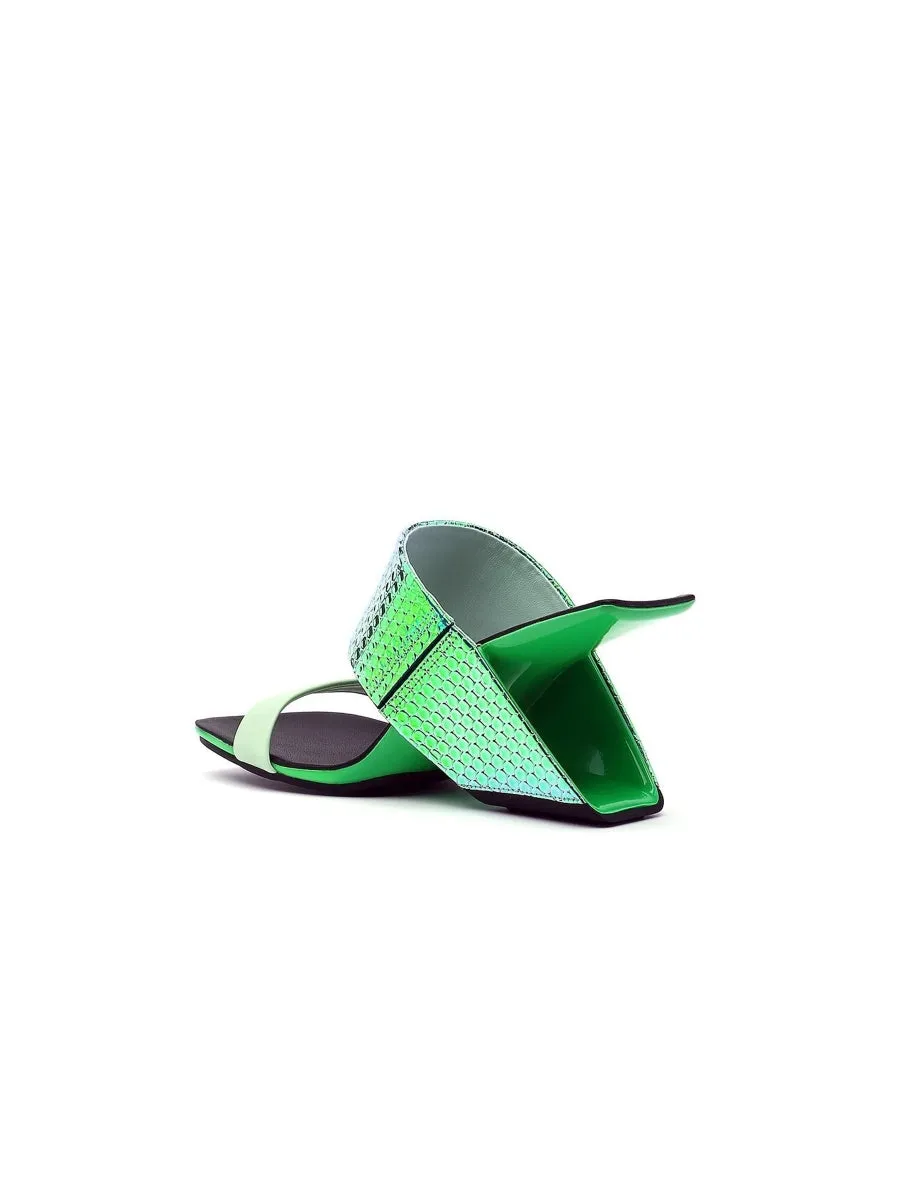 Signature Open-Heel Leather Slide Sandal - Green