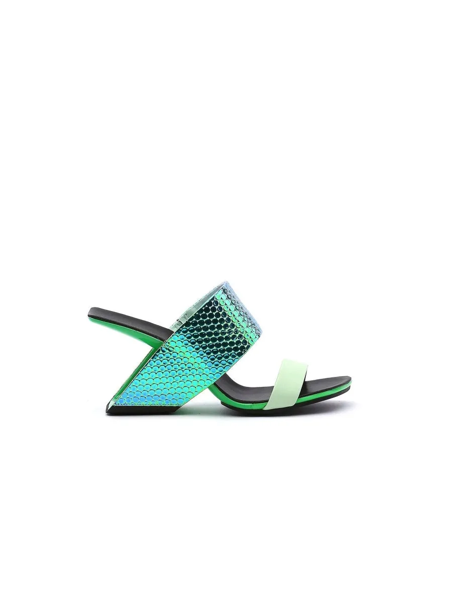 Signature Open-Heel Leather Slide Sandal - Green