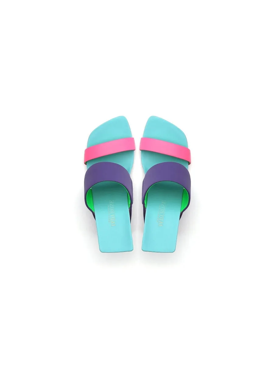 Signature Open-Heel Leather Slide Sandal - Purple