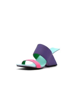 Signature Open-Heel Leather Slide Sandal - Purple