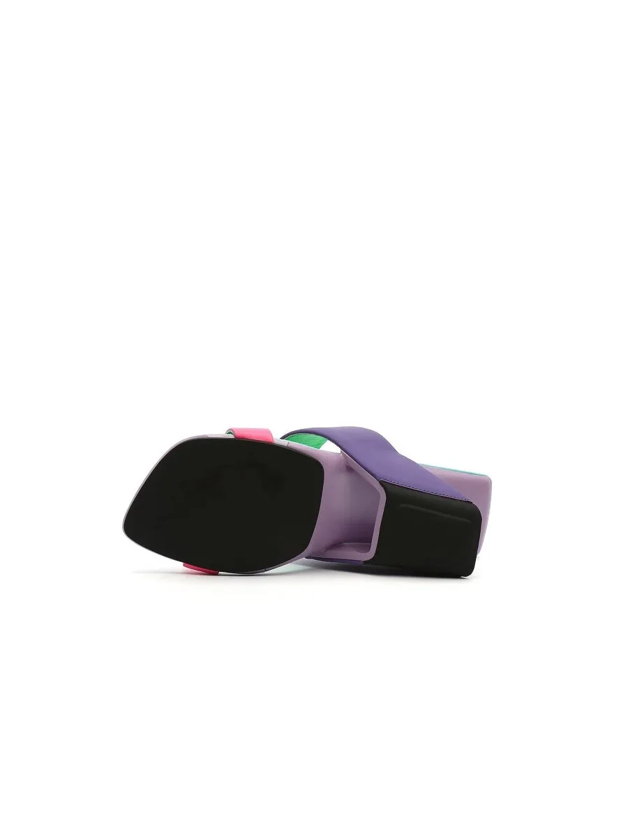 Signature Open-Heel Leather Slide Sandal - Purple