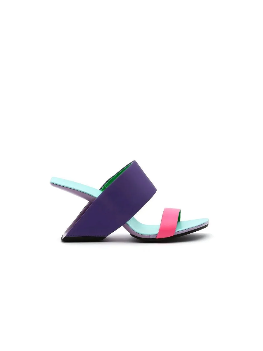 Signature Open-Heel Leather Slide Sandal - Purple