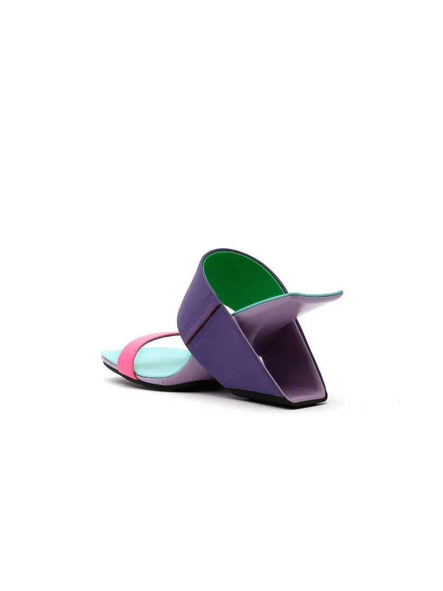 Signature Open-Heel Leather Slide Sandal - Purple