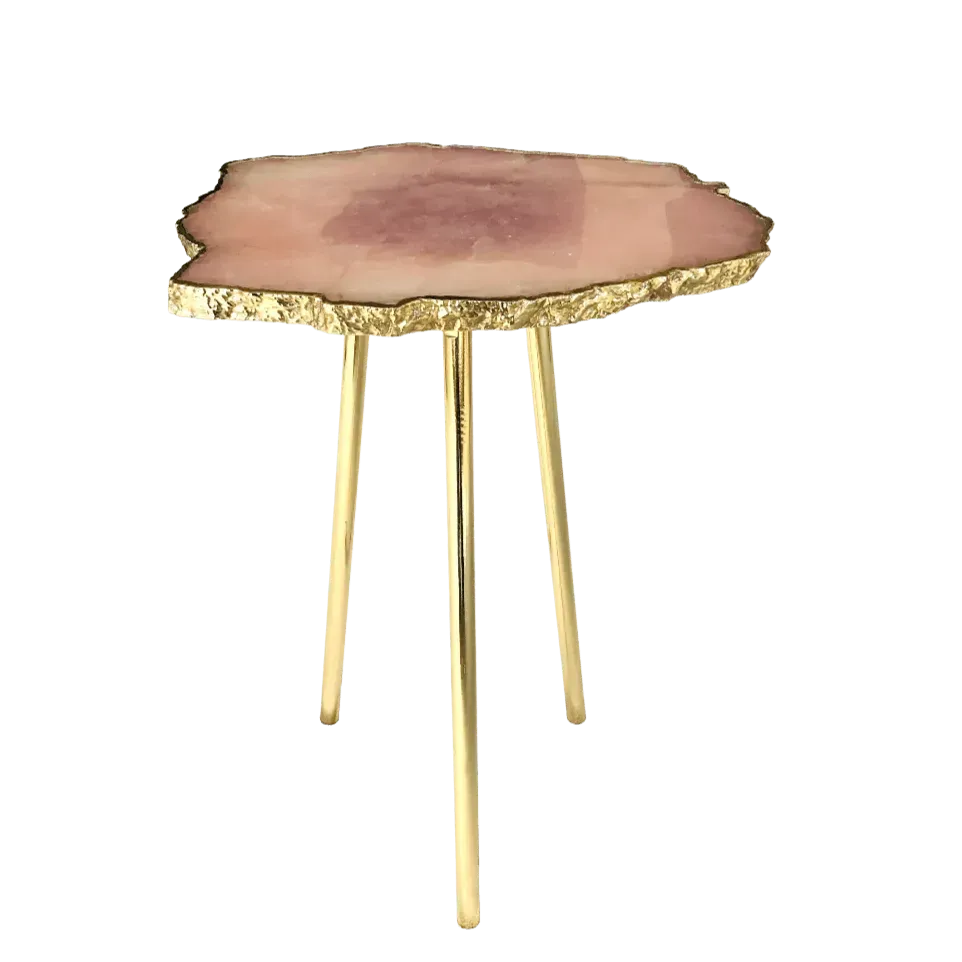 Small Rose Quartz Agate Organic Edge Accent Table