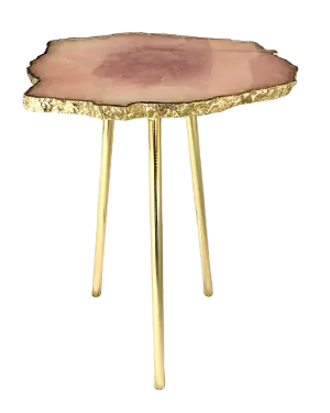 Small Rose Quartz Agate Organic Edge Accent Table