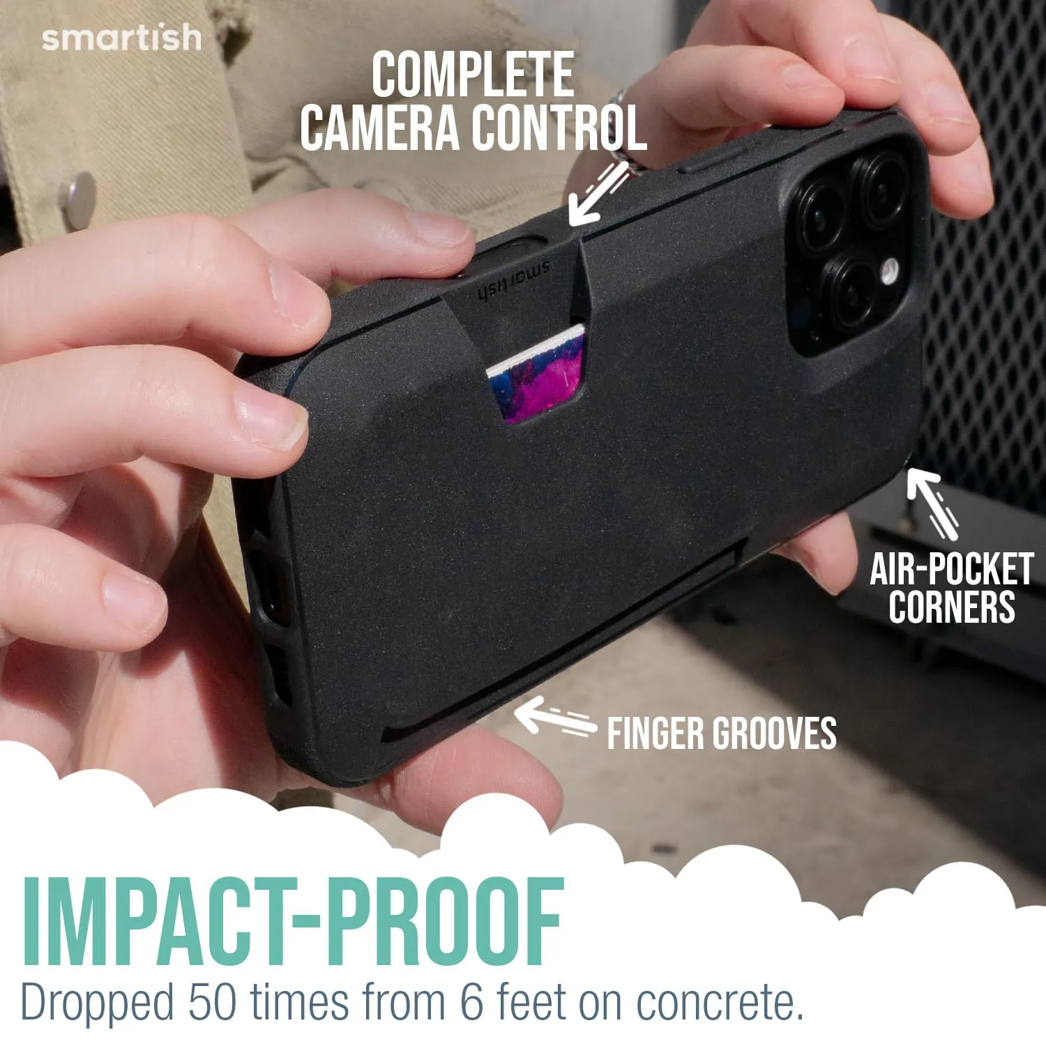 Smartish® iPhone 16 Pro Wallet Case - Wallet Slayer Vol. 1 [Slim   Protective] Credit Card Holder - Drop Tested Hidden Flip Card Slot Cover Compatible with Apple iPhone 16 Pro - Black Tie Affair