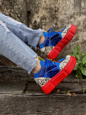 Snake Print Multi Color Wedge Sneaker