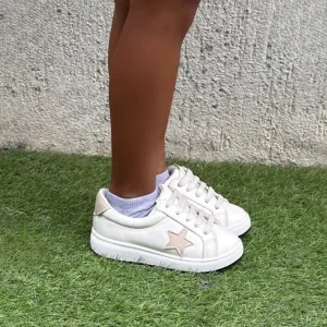 Star White Leather Sneakers for Kids