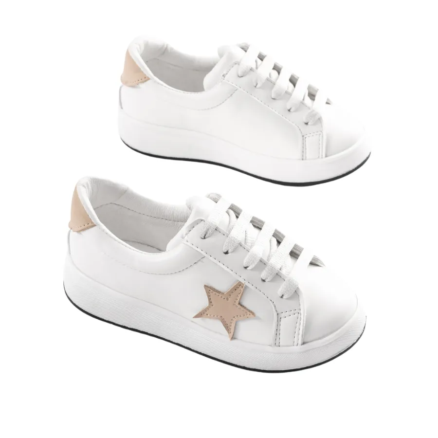 Star White Leather Sneakers for Kids