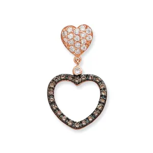 Sterling Silver Clear and Black CZ Heart Slide Pendant