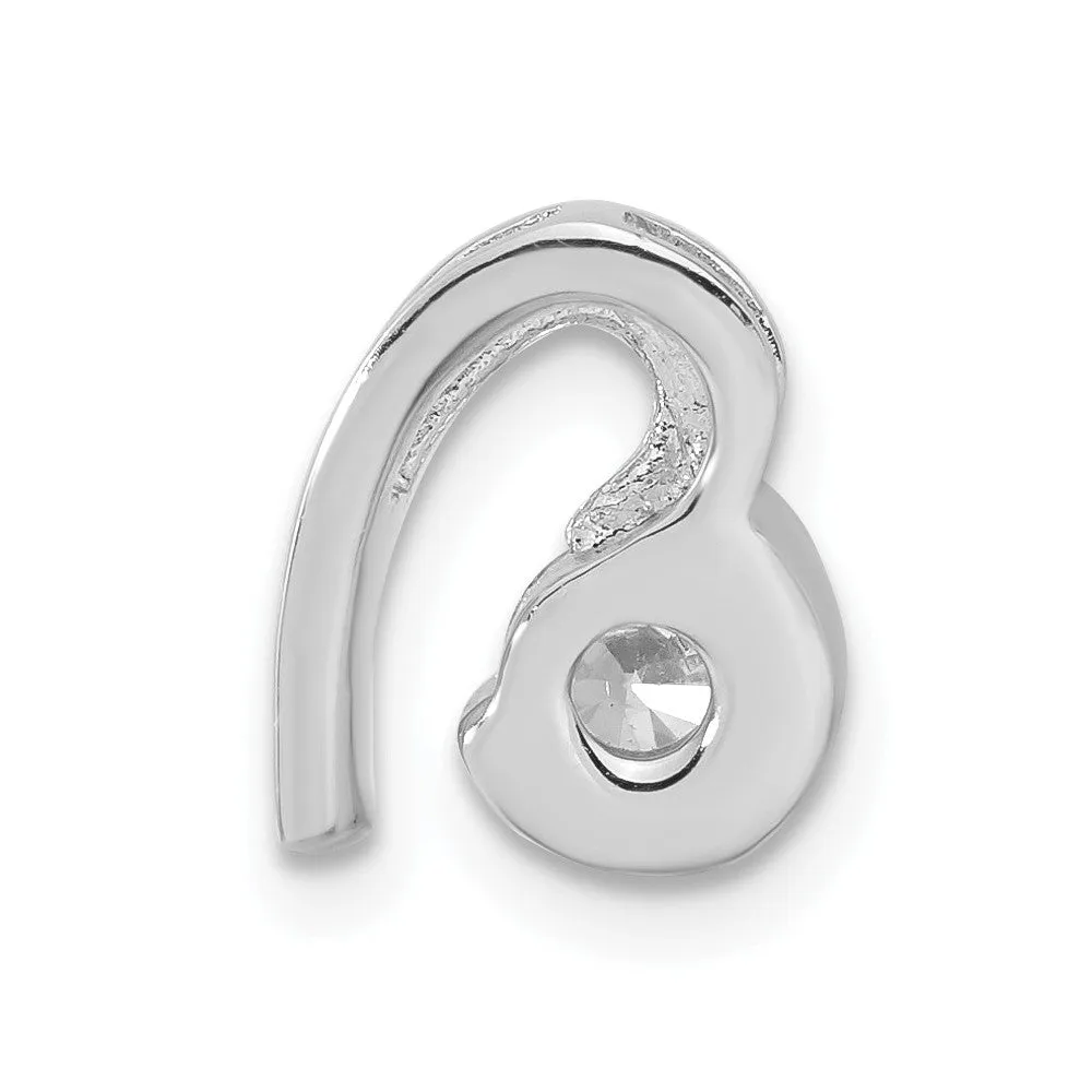 Sterling Silver Rhodium Plated CZ Heart Pendant Slide