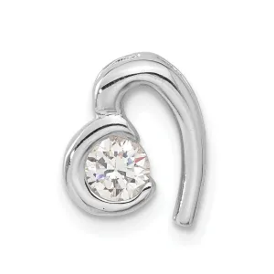 Sterling Silver Rhodium Plated CZ Heart Pendant Slide