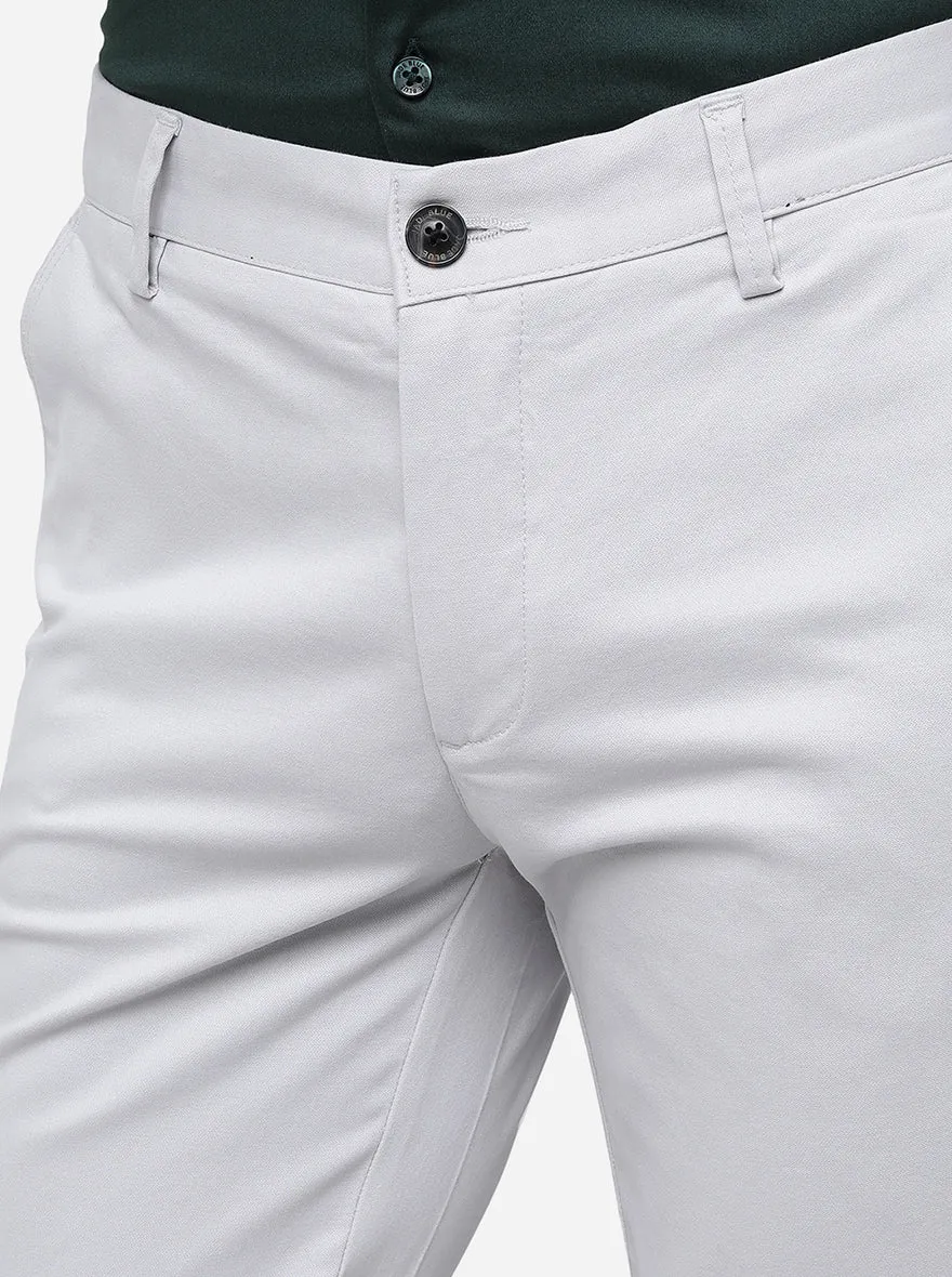 Stone Grey Solid Uno Fit Casual Trouser | JadeBlue