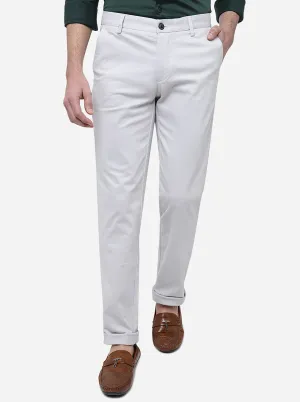 Stone Grey Solid Uno Fit Casual Trouser | JadeBlue