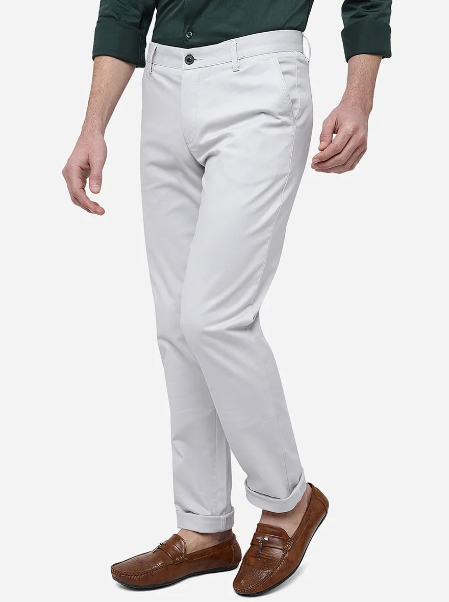 Stone Grey Solid Uno Fit Casual Trouser | JadeBlue