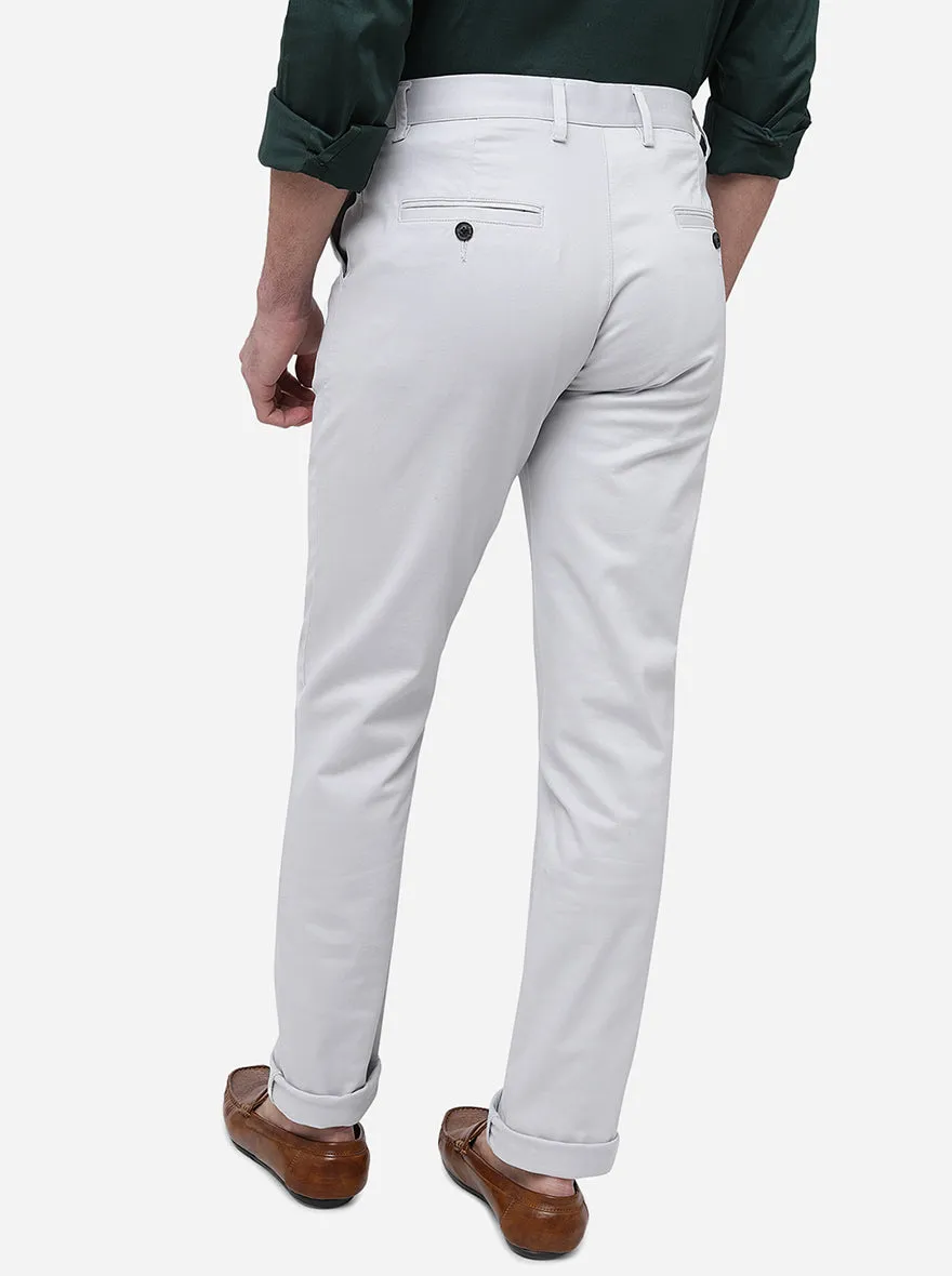 Stone Grey Solid Uno Fit Casual Trouser | JadeBlue
