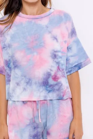 Tie Dye Crew Neck Short Sleeve T Shirt