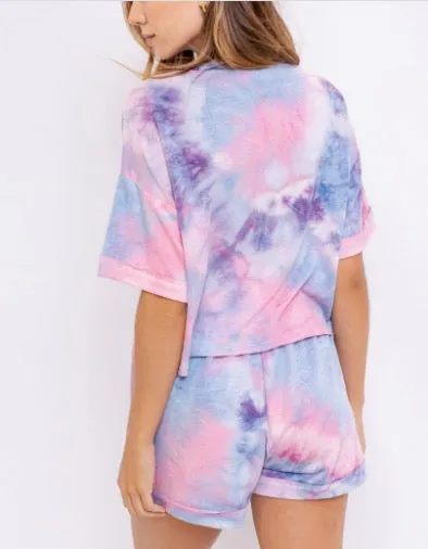 Tie Dye Crew Neck Short Sleeve T Shirt
