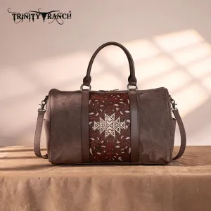 Trinity Ranch Floral Aztec Tooled Collection Weekender Bag Coffee